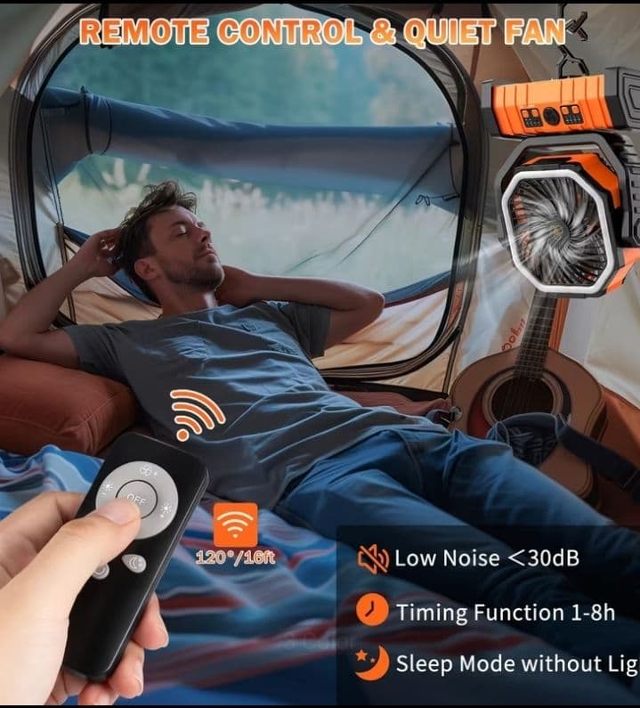 Pack de 2 Ventiladores Portátiles Recargables de 20000mAh con Luz y Control 