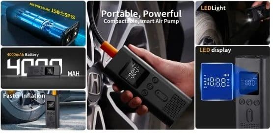 Bomba infladora de neumáticos  portátil 4000mAh 
