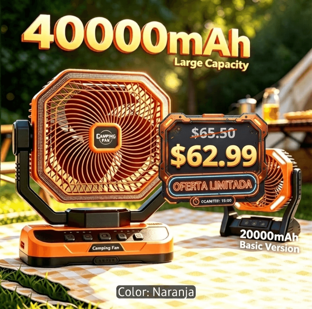 Ventilador de 40000mah recargable, modelo HY-8808B