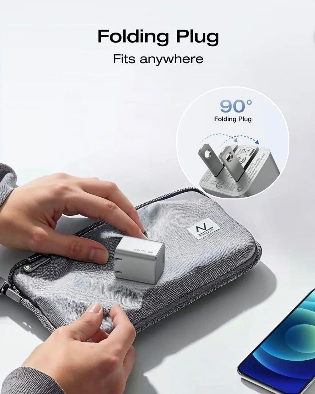 Cargador Súper Rápido EcoFlow RAPID GaN de 20 W con cable de 60 W