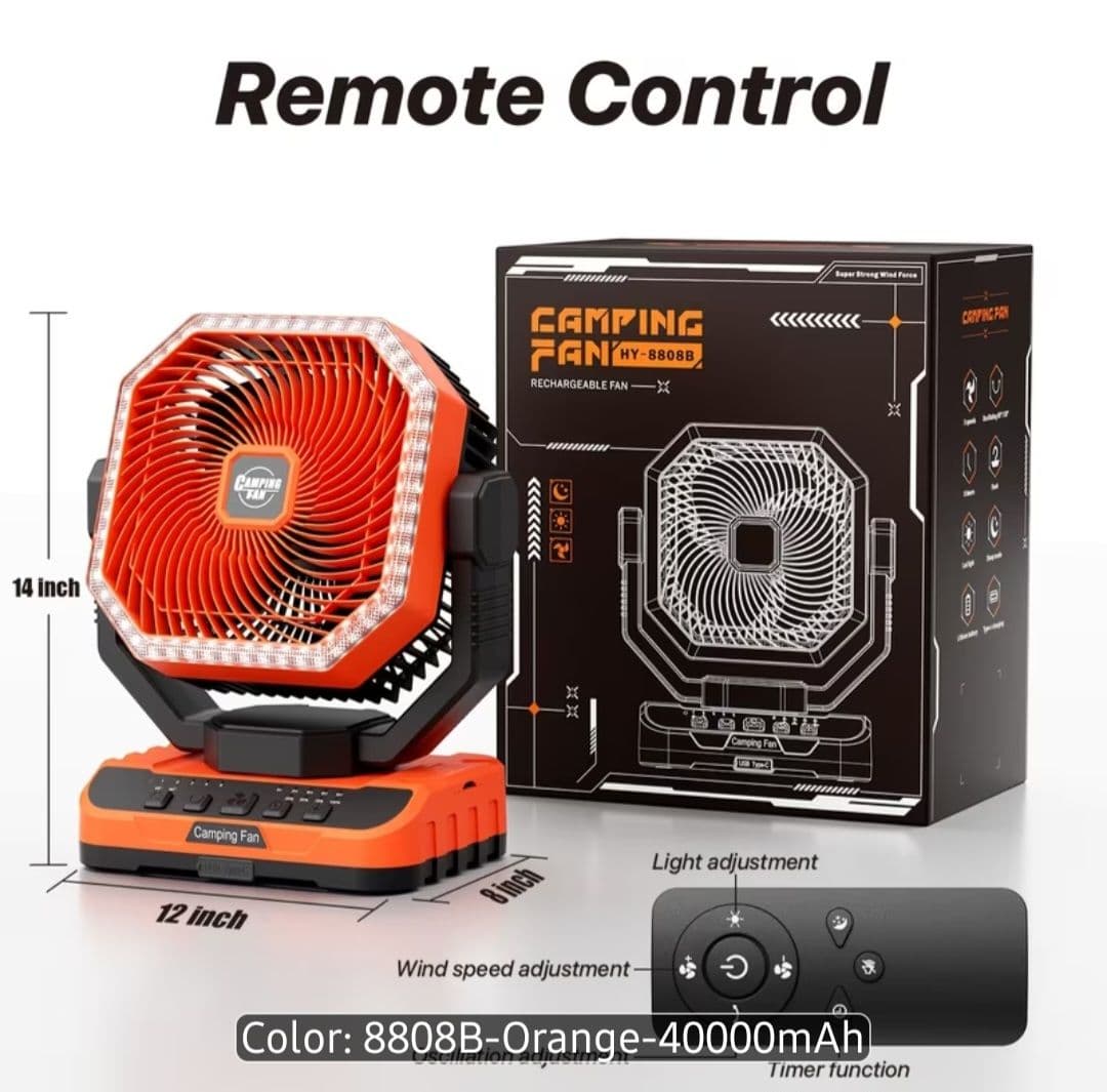 Ventilador de 40000mah recargable, modelo HY-8808B