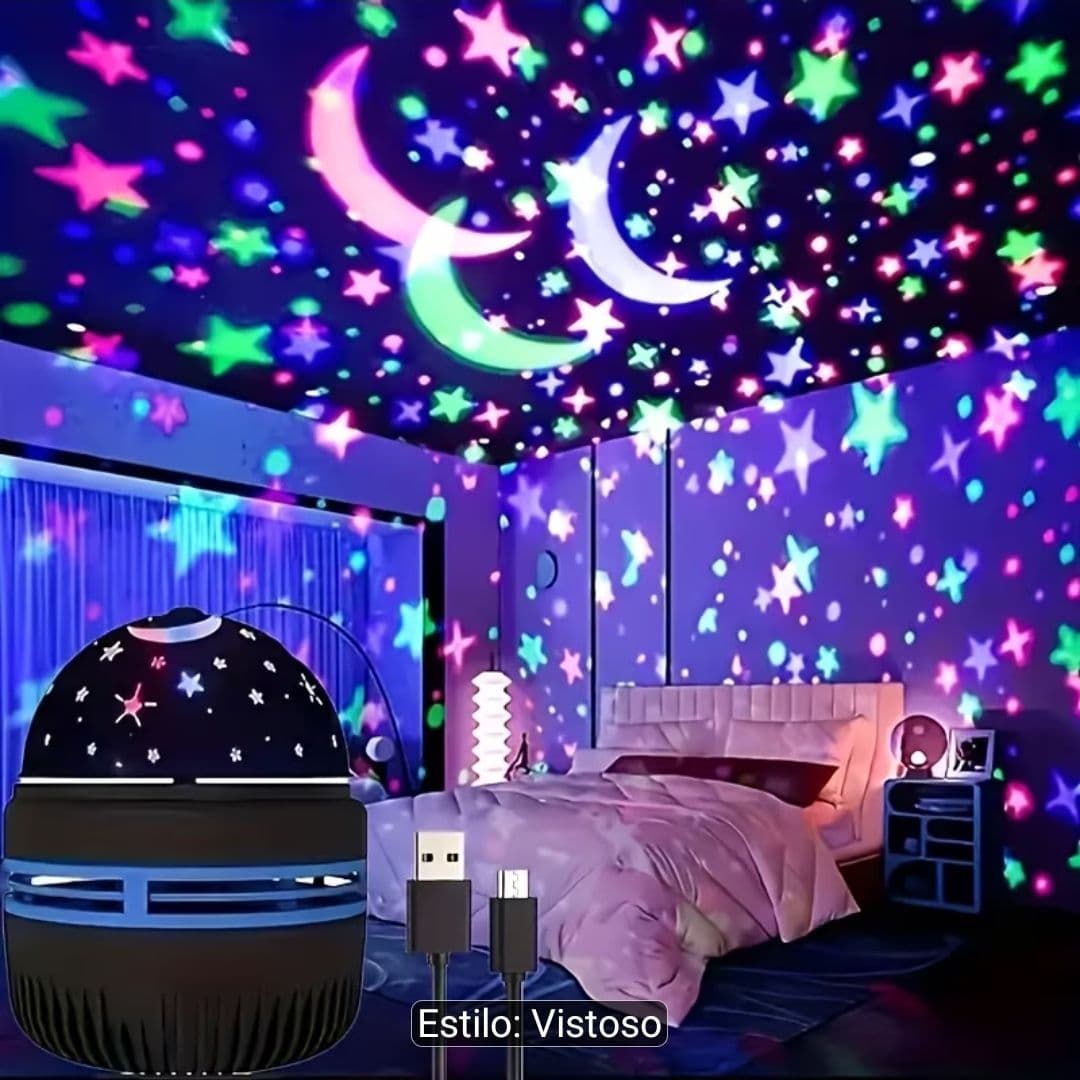 Lampara LED entrada USB para noche, temática cielo estrellado
