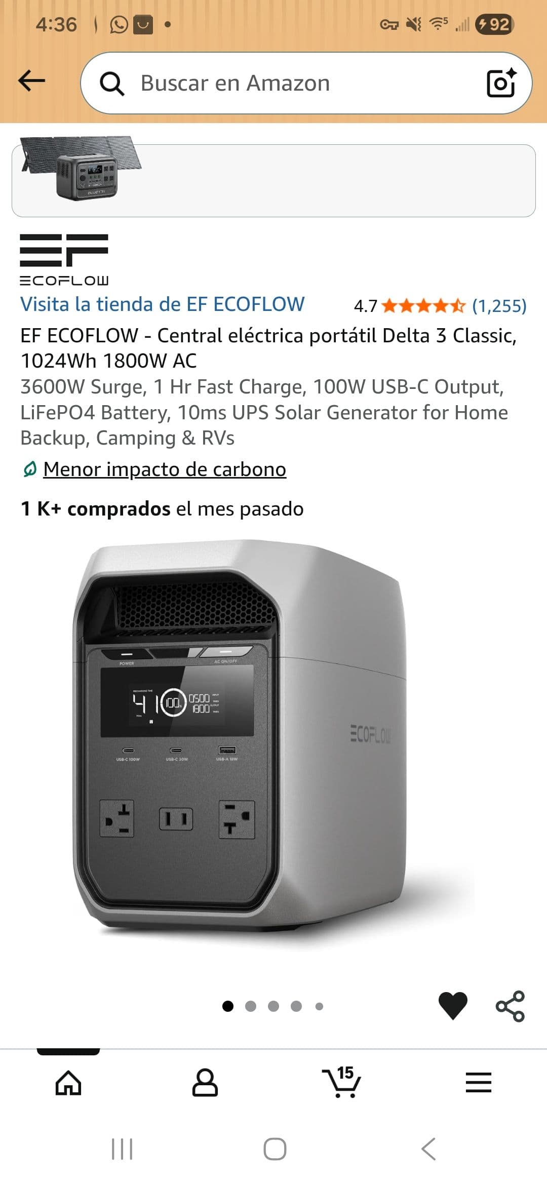 EcoFlow Delta 3 Classic portable power station, branded retail box, black, rechargeable battery power backup unit