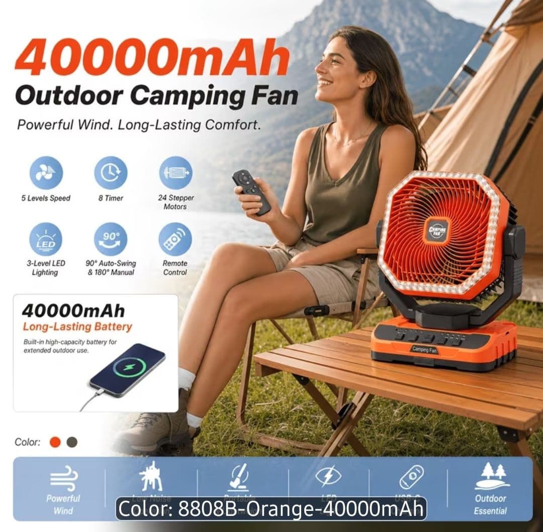 Ventilador de 40000mah recargable, modelo HY-8808B