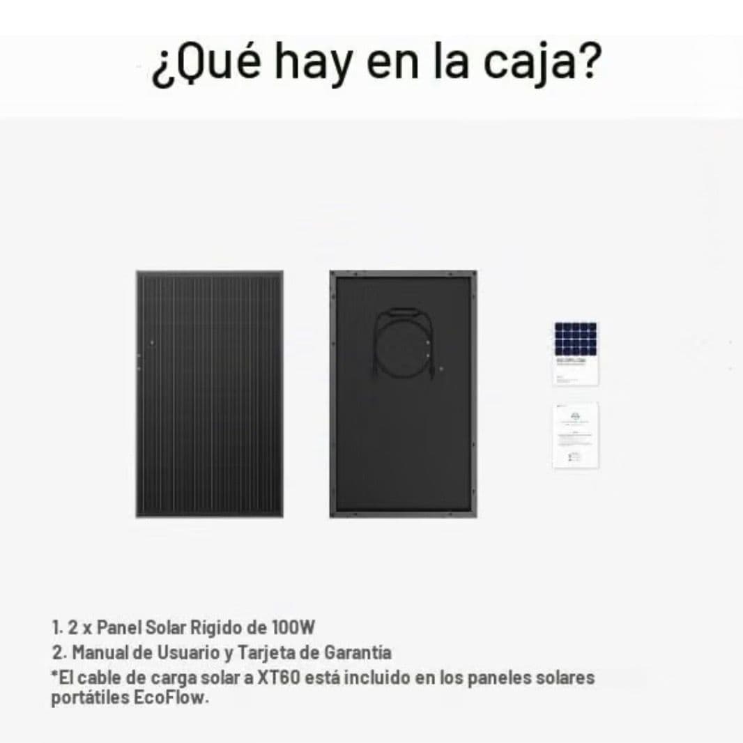 Paquete de 2 Paneles Solares Rígidos Ecoflow de 100 W