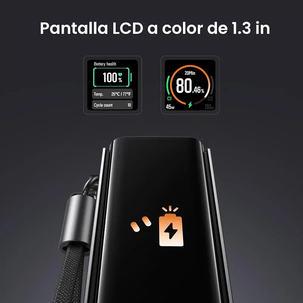 Power Bank EcoFlow RAPID Pro 3 en 1 de 10,000 mAh y 67W con Enchufe de Pared (Negro)