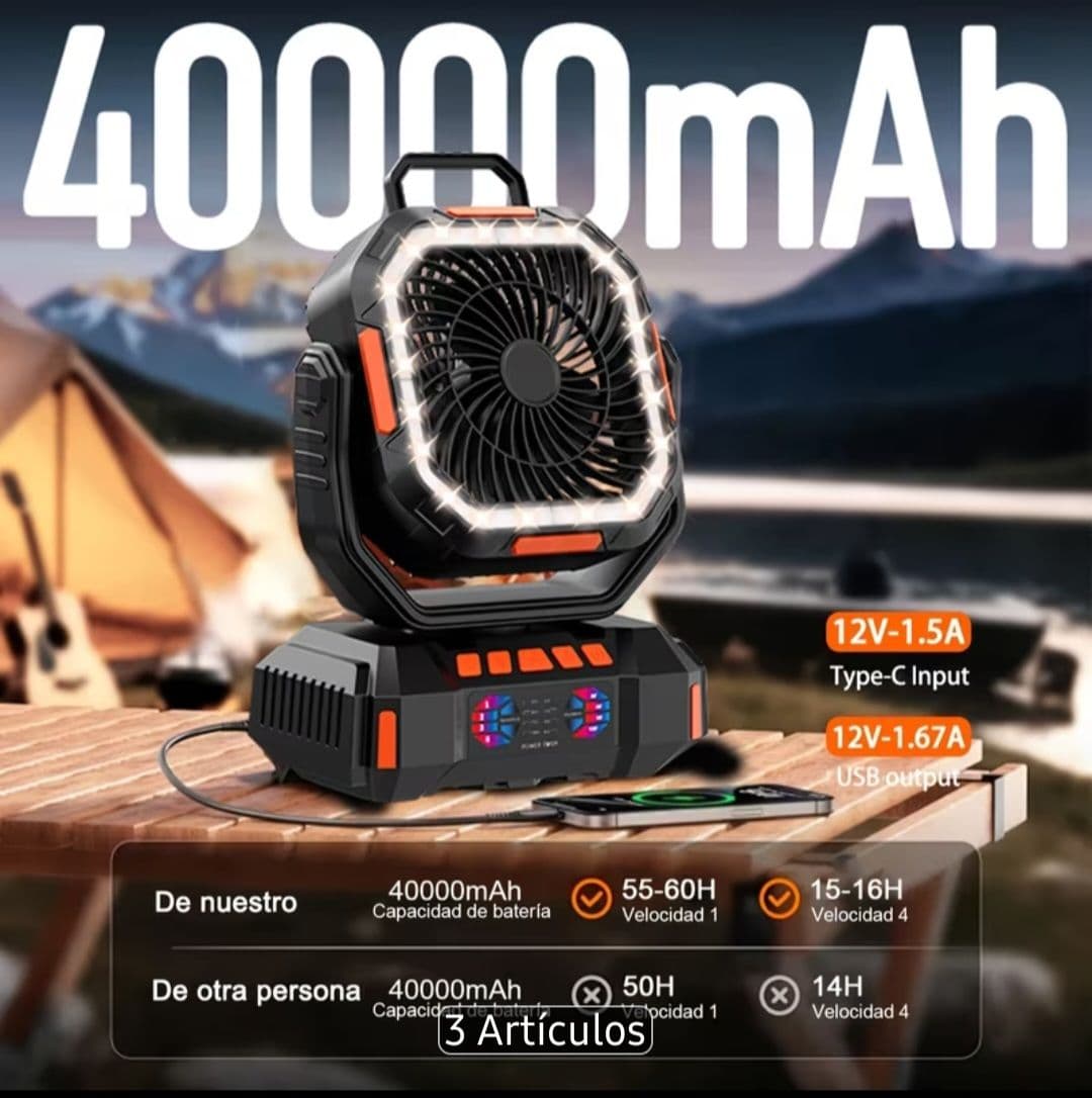 Ventilador portátil de 40000mah