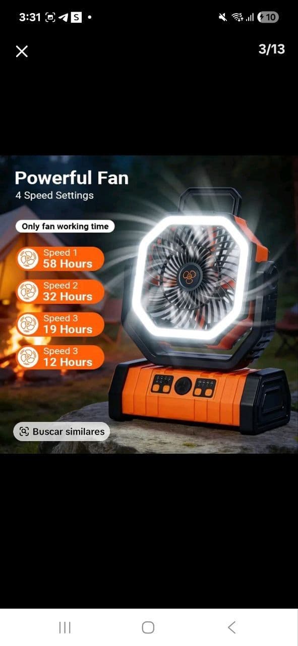 VENTILADOR RECARGABLE 2000mAh 
