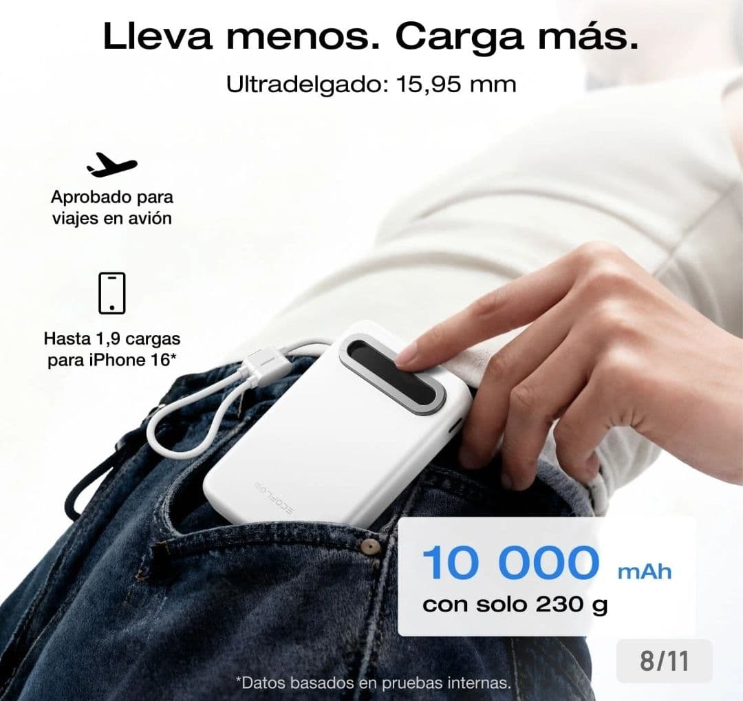 Banco de Energía Magnético EcoFlow Qi2.2 - 10,000 mAh, Carga Inalámbrica 25W, Soporte Integrado