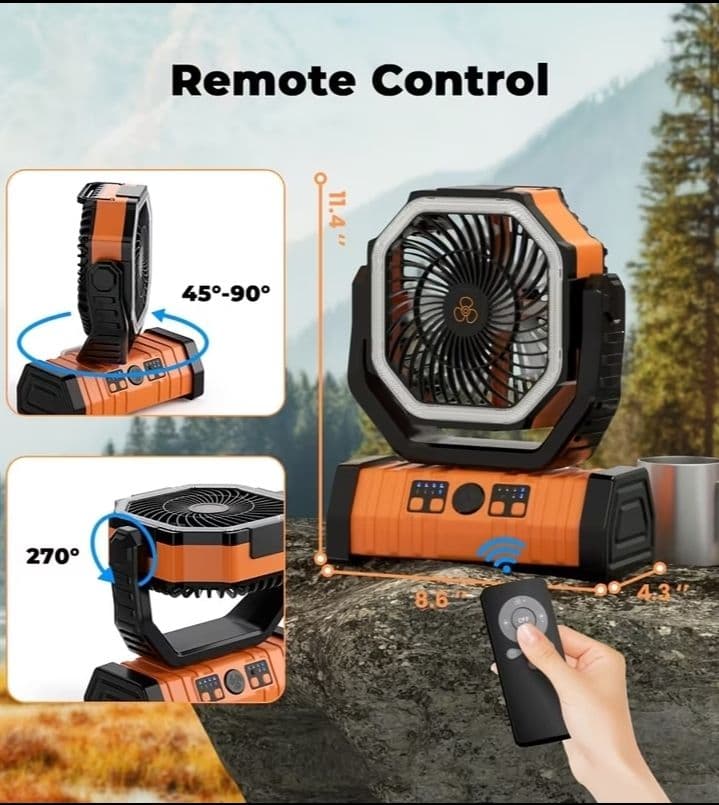 Pack de 2 Ventiladores Portátiles Recargables de 20000mAh con Luz y Control 