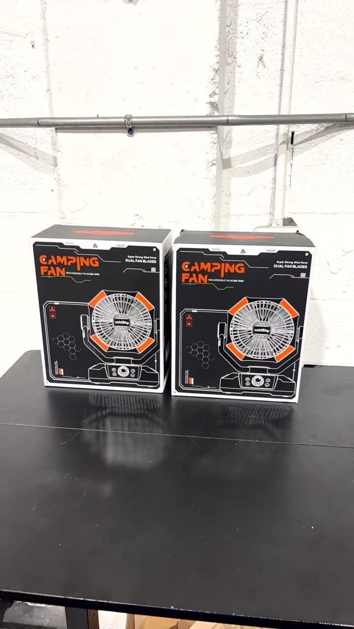 Pack 2 Ventiladores Portátiles ColdSky 20000mAh con Control Remoto, Luces LED y Power Bank - Recargables y Potentes