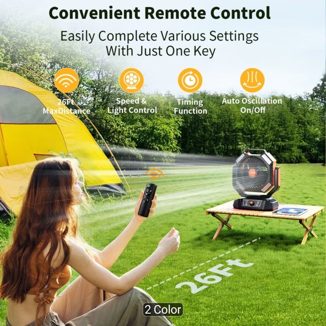 Ventilador de Camping Recargable ColdSky 40000mAh - Con Control Remoto y Luz LED