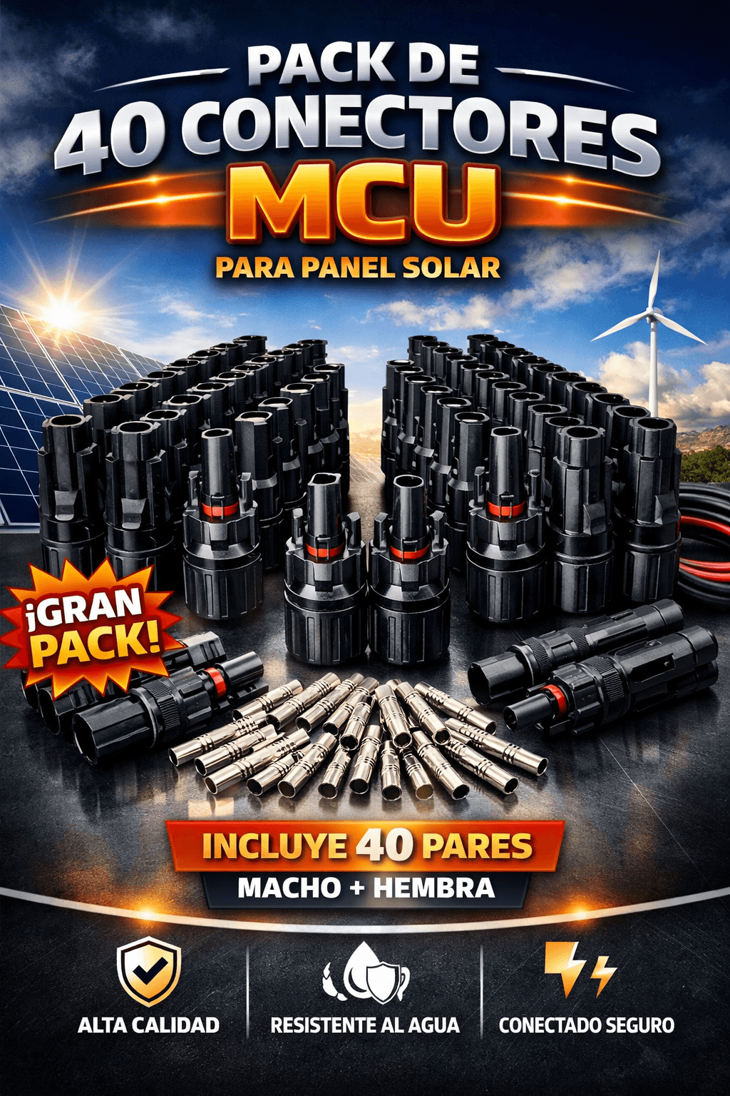 40 conectores solares MC4