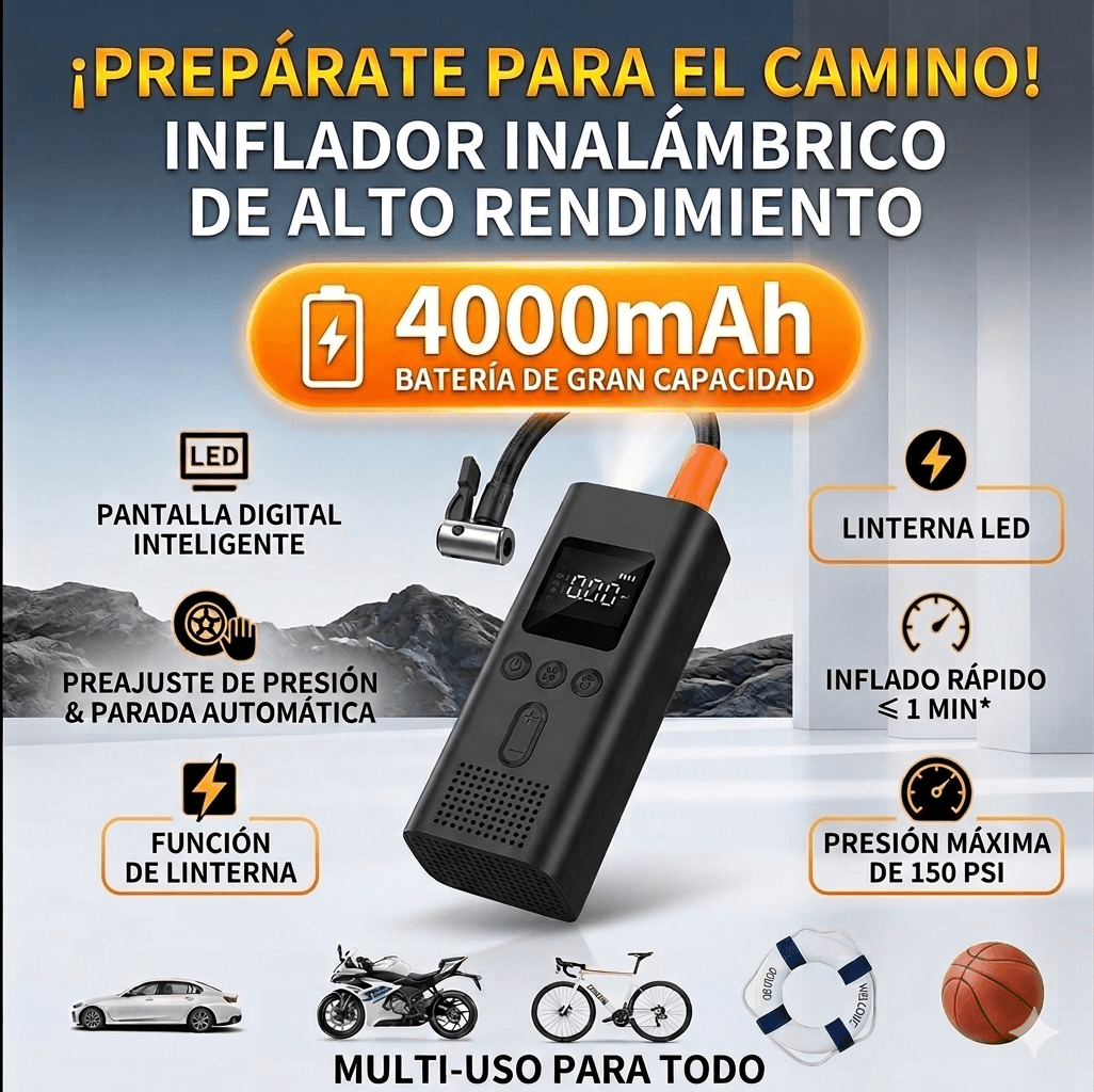 Bomba infladora de neumáticos  portátil 4000mAh 