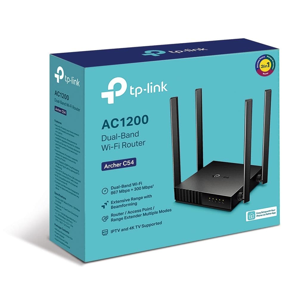 TP-Link Archer C54 AC1200 Router WiFi Dual Banda con 4 Antenas y MU-MIMO