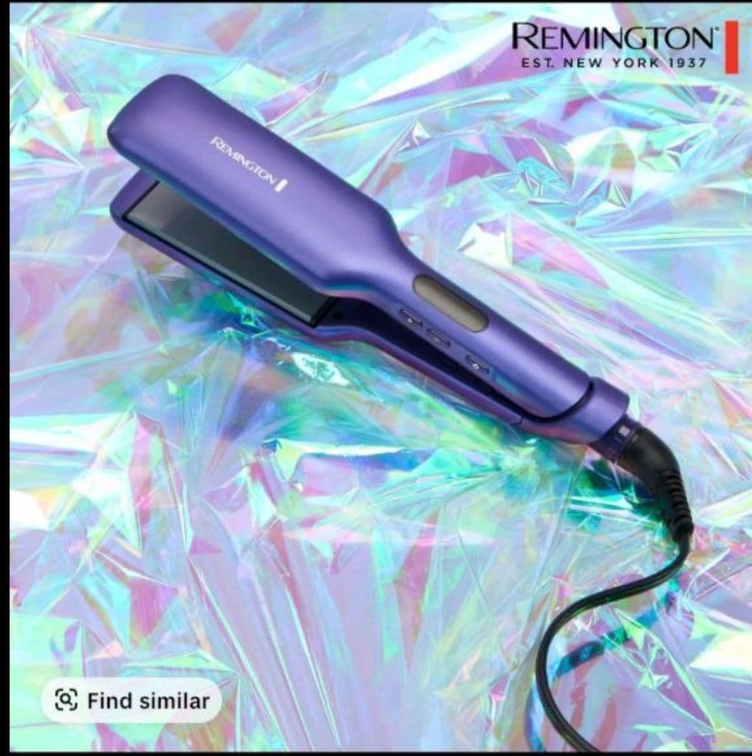 Remington Gloss Finishing Hair Tool, purple, retail box packaging, 3X shine boosting technology, ceramic infusion, one pass results