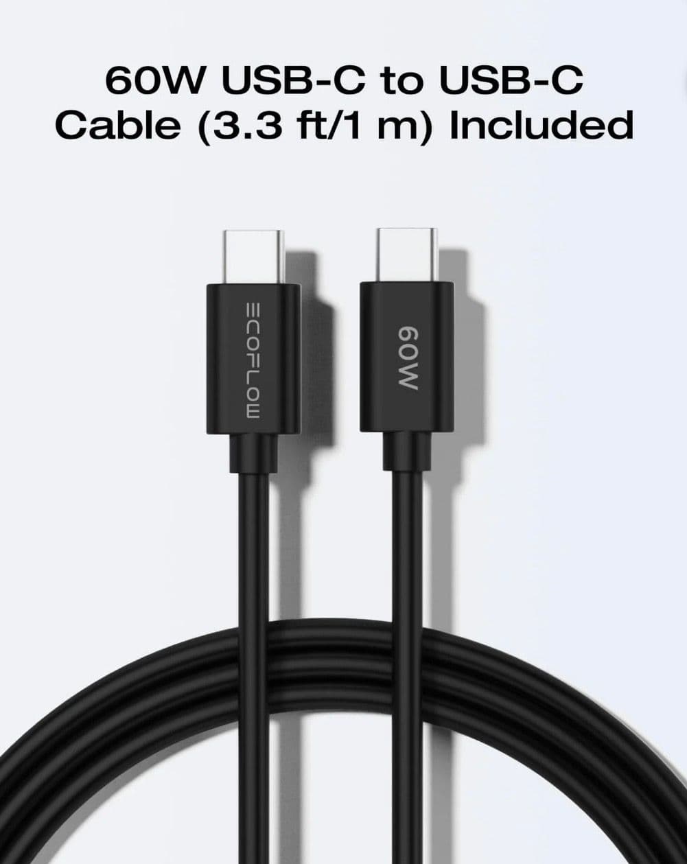 Cargador Súper Rápido EcoFlow RAPID GaN de 20 W con cable de 60 W