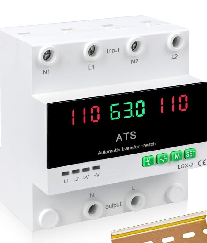 AC110V 100A interruptor de transferencia automática de doble potencia montaje en carril de 35mm 2P ATS interruptor de cambio de transferenci