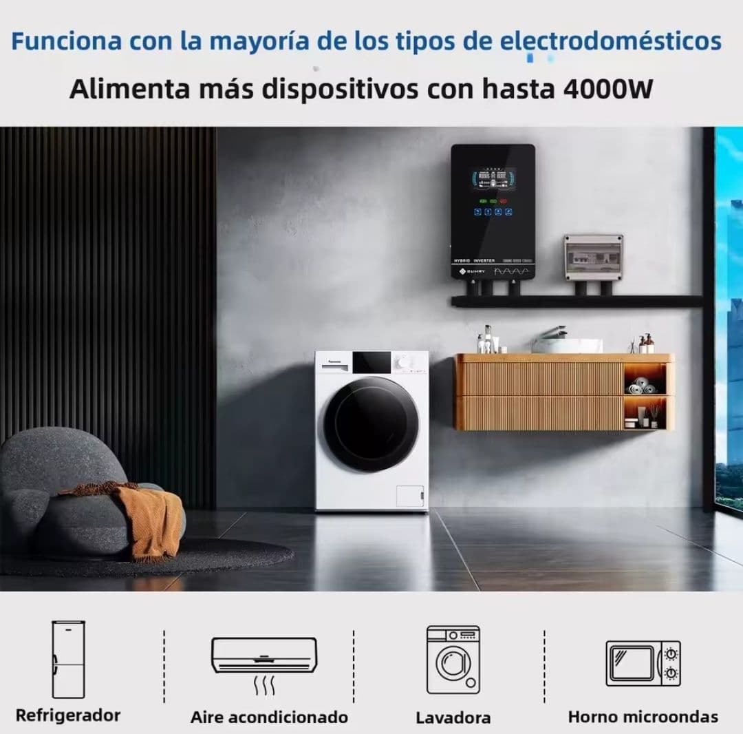 Inversor Solar Híbrido Sumry 4KW 120V 24V Onda Senoidal Pura MPPT (Modelo: HGX (110V) 4KW)