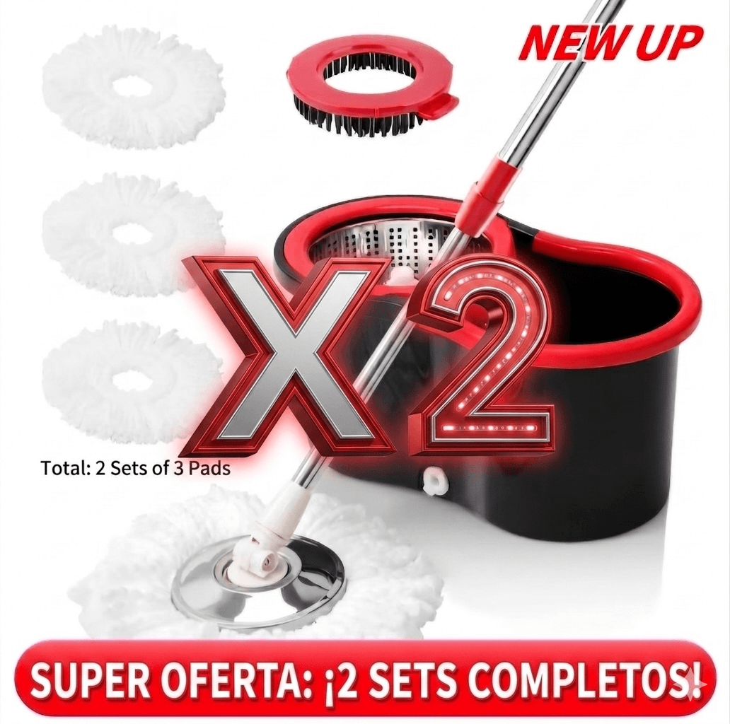 2 kit completos  Fregona de limpieza con cubo y trapeador , 4 accesorios 