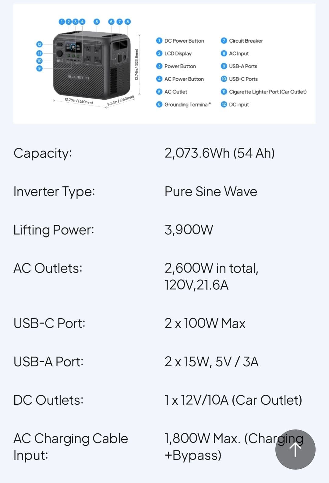 Estación de Energía Portátil BLUETTI Elite 200 V2 | 2,073.6Wh / 2,600W