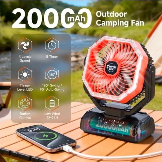 2 Ventiladores recargables portatil giratorio de 200000amp 