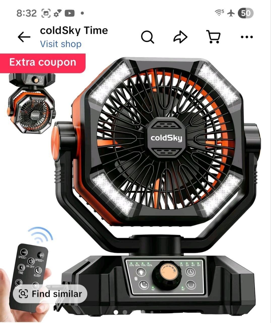 Combo de 3x1 ventilador de 40000mAh  1 Coldsky 20000mAh  1 sarten eléctrico de ceramica