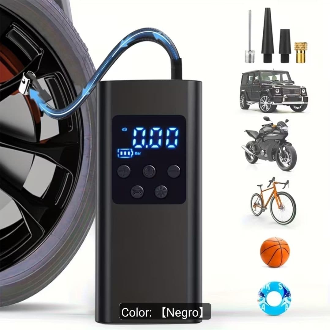 Compresor de aire portátil SuiTu ST-5525, color gris, en caja original de retail, con pantalla digital inteligente y uso para auto, motocicleta, bicicleta y balones.