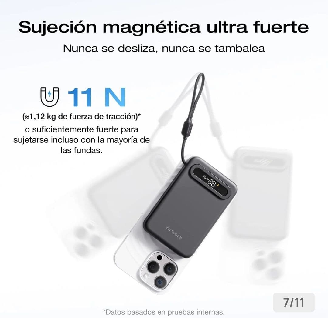Banco de Energía Magnético EcoFlow Qi2.2 - 10,000 mAh, Carga Inalámbrica 25W, Soporte Integrado