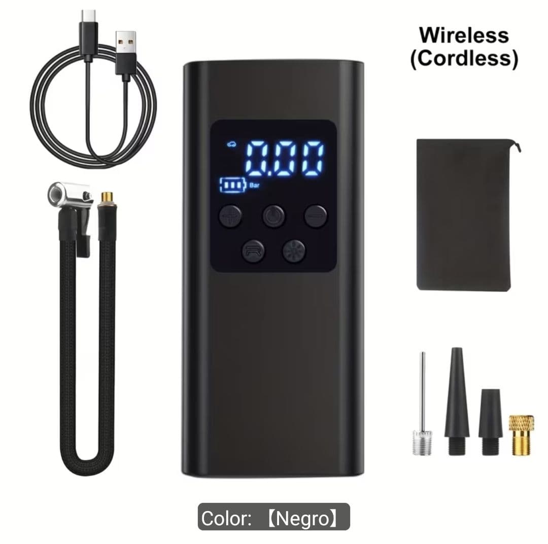 Compresor de aire portátil SuiTu ST-5525, color gris, en caja original de retail, con pantalla digital inteligente y uso para auto, motocicleta, bicicleta y balones.
