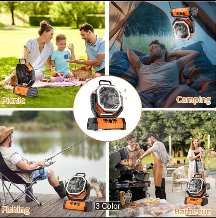 Pack de 2 Ventiladores Portátiles Recargables de 20000mAh con Luz y Control