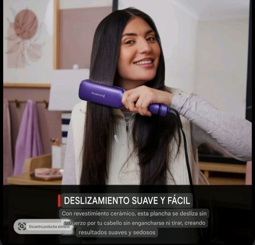 Remington Gloss Finishing Hair Tool, purple, retail box packaging, 3X shine boosting technology, ceramic infusion, one pass results