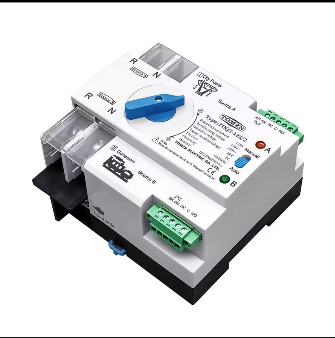 Interruptor Automático ATS 125A 2P 110V Doble Alimentación para Riel DIN