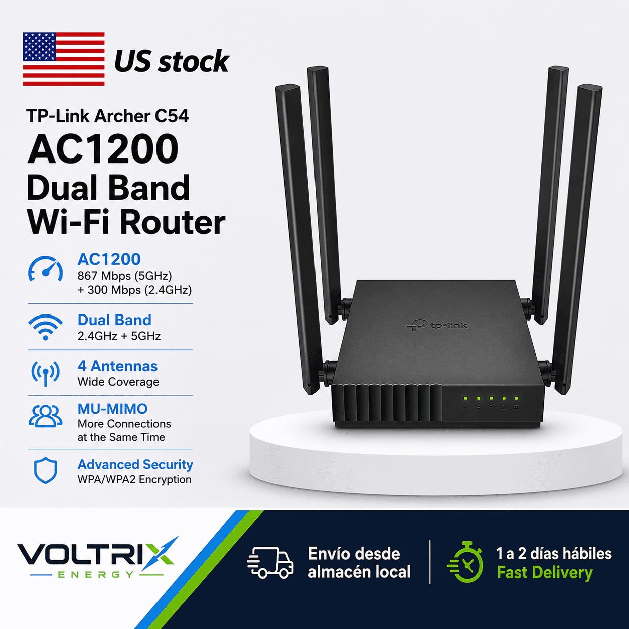 TP-Link Archer C54 AC1200 Router WiFi Dual Banda con 4 Antenas y MU-MIMO