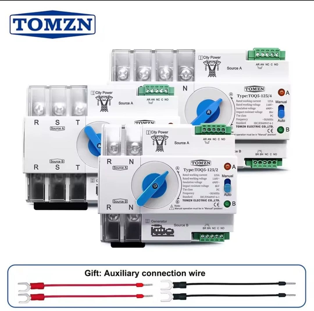 Interruptor Automático ATS 125A 2P 110V Doble Alimentación para Riel DIN