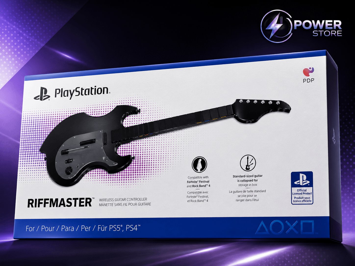 PDP Riffmaster Controle de Guitarra Sem Fio para PlayStation PS5 PS4, Produto Licenciado Oficial, Rock Band 4 e Fortnite Festival