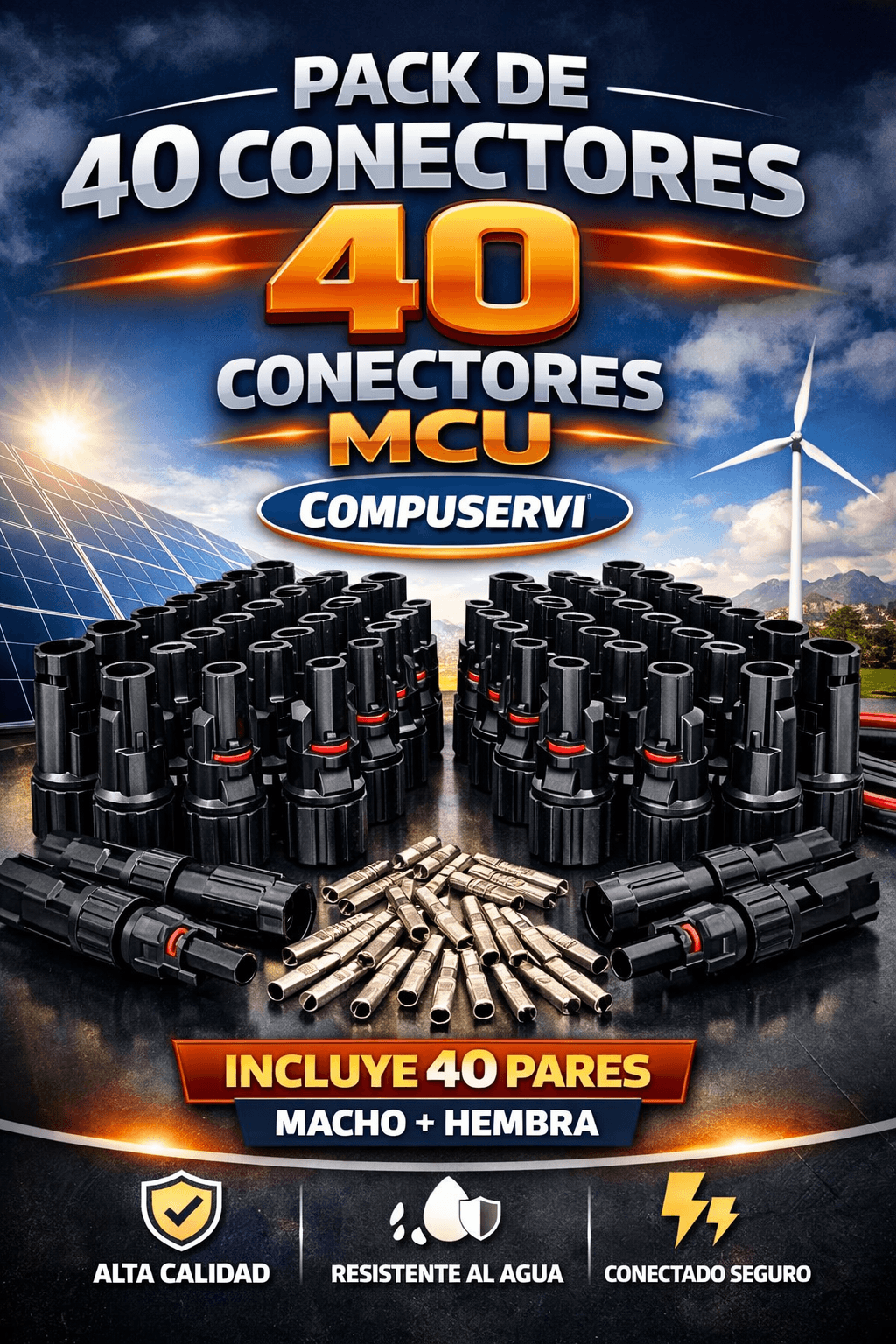 40 conectores solares MC4