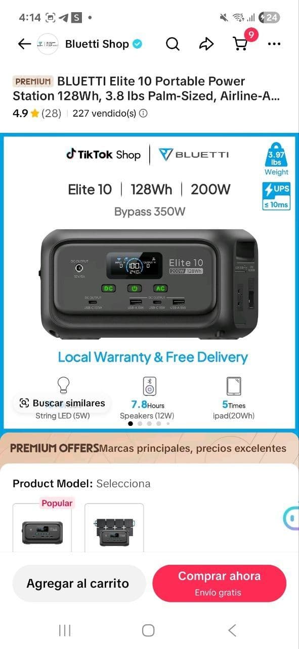 BLUETTI Elite 10 Portable Power Station 128Wh, 3.8 lbs Palm-Sized, Airline-Approved for Travel, Camping & Emergencies