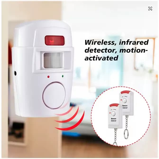 Pack de 3 Alarmas Inalámbricas con Sensor de Movimiento PIR y 2 Controles Remotos – Sirena de 105dB para Seguridad del Hogar